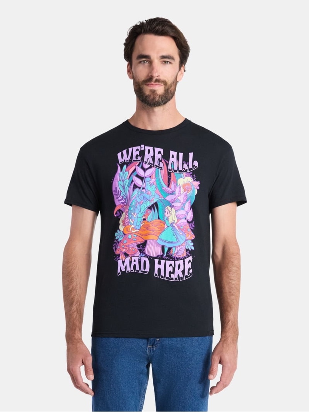 Alice in Wonderland, Men's & Big Men's Graphic Tee, All Mad Here - Picture 2 of 7